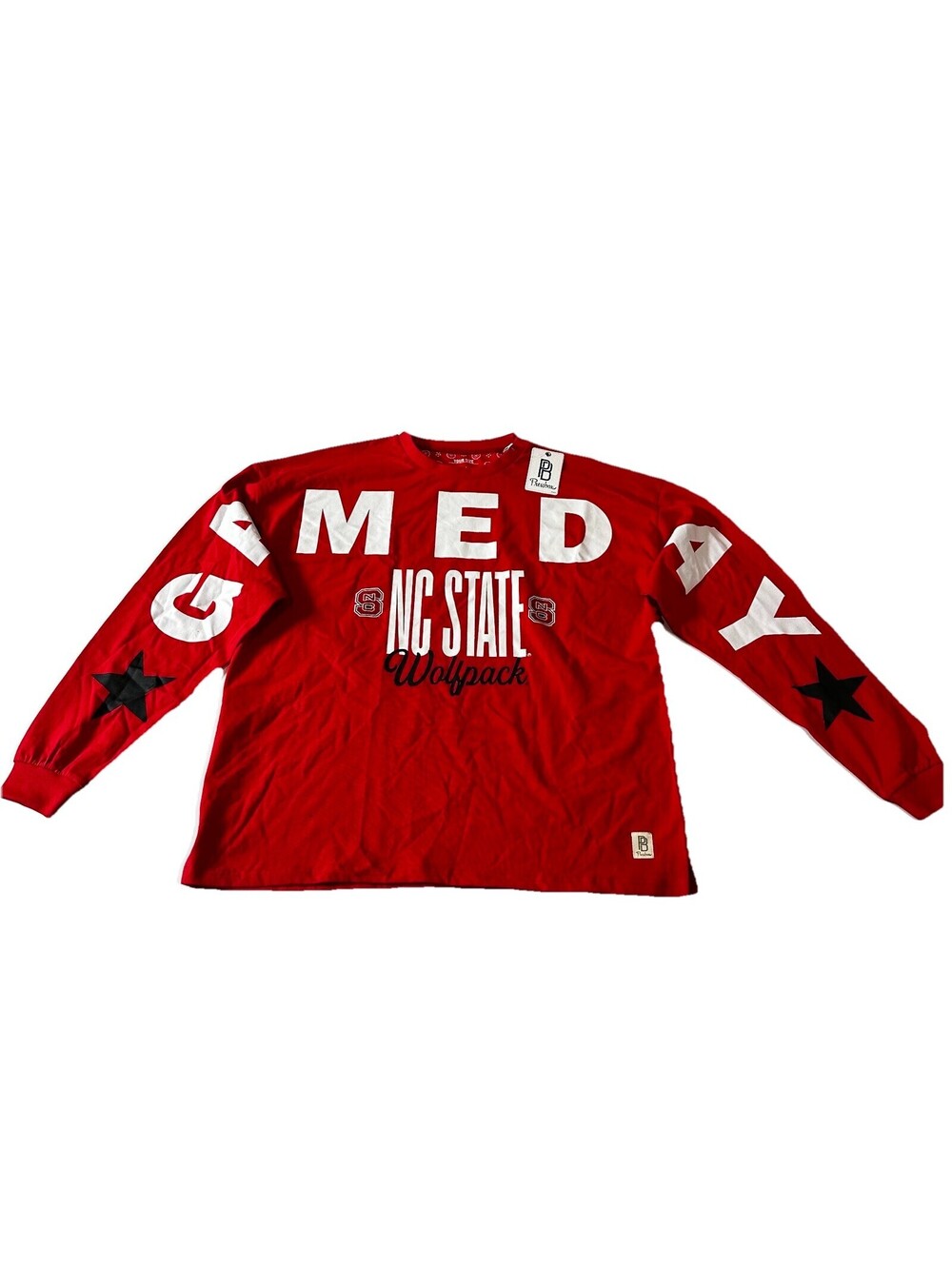 NC State Wolfpack Womens OS Red Gameday Long Sleeve Pressbox Yasmin Spirit Shirt